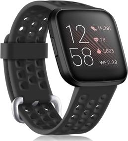 img 4 attached to 🏋️ GEAK Sport Bands for Fitbit Versa 2/Versa Bands/Versa Lite Smartwatch - Waterproof and Breathable Wristbands with Metal Buckle