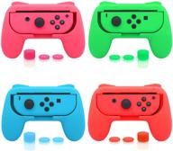 🎮 fastsnail 4 pack grips kit for nintendo switch animal crossing joy con – enhanced durability controller grip & oled model joycon grip with 12 thumb grips logo