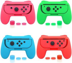 img 4 attached to 🎮 FASTSNAIL 4 Pack Grips Kit for Nintendo Switch Animal Crossing Joy Con – Enhanced Durability Controller Grip & OLED Model Joycon Grip with 12 Thumb Grips