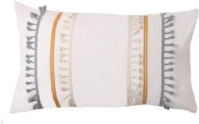 img 4 attached to Flber Boho Cotton Pillow Covers Set: Tasseled Sham, 18.9in x 29.1in, Pack of 2