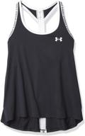 девочки under armour «knockout tank» - классический дизайн черного/белого цвета для молодых спортсменок логотип