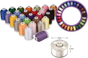 img 3 attached to Simthread 27 Spools Trilobal Polyester Embroidery Machine Thread: 27 Assorted Colors with Prewound Bobbins - Size A/SA156. Perfect for FSL on Brother Janome Pfaff Babylock Singer Husqvaran Bernina and more!