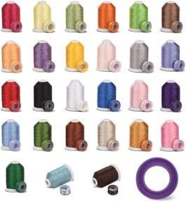 img 4 attached to Simthread 27 Spools Trilobal Polyester Embroidery Machine Thread: 27 Assorted Colors with Prewound Bobbins - Size A/SA156. Perfect for FSL on Brother Janome Pfaff Babylock Singer Husqvaran Bernina and more!