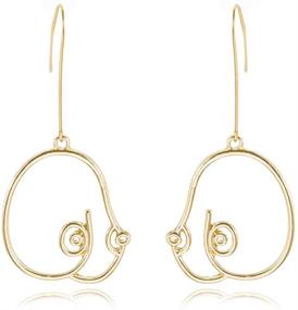 img 3 attached to 🌟 Abstract Gold Face-shaped Earrings Set - Geometric Hollow Out Ethnic Dangle Studs