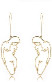 img 2 attached to 🌟 Abstract Gold Face-shaped Earrings Set - Geometric Hollow Out Ethnic Dangle Studs