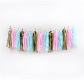 img 4 attached to 🎉 Tissue Paper Tassel Garland: 15 PCS Matte Gold, Pink and Blue DIY Kits for Wedding, Baby Shower, Festival Decorations and Party