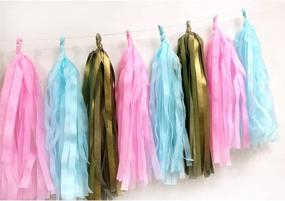 img 2 attached to 🎉 Tissue Paper Tassel Garland: 15 PCS Matte Gold, Pink and Blue DIY Kits for Wedding, Baby Shower, Festival Decorations and Party