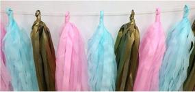 img 1 attached to 🎉 Tissue Paper Tassel Garland: 15 PCS Matte Gold, Pink and Blue DIY Kits for Wedding, Baby Shower, Festival Decorations and Party