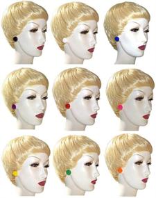 img 1 attached to DesignedDazzle 9 Pairs Multi-Colors Round Button Plastic Earrings - Hypoallergenic Resin Acrylic Studs for Sensitive Ears