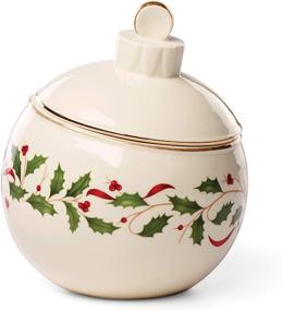 img 1 attached to 🎄 Red and Green Lenox Holiday Ornament Candy Jar, 1.30 LB - Enhance Christmas Decor with this Elegant Design