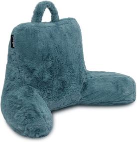 img 4 attached to 🛏️ Milliard Shredded Memory Foam Kids Reading Pillow - Floor Gaming Chair Bed Pillow with Washable Faux Fur Cover in Blue - 14x13 inches