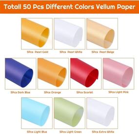 img 3 attached to Transparent Colored Vellum Paper by Shynek - 50 Sheets of 8.5 x 11 Translucent Printable Clear Vellum Sheets in 10 Colors for Inkjet and Laser Printers