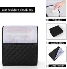 img 2 attached to 🎛️ Luxja Dust Cover for 6-8 Quart Stand Mixer with Pockets and Opaque Top, includes Extra Accessories - Black Quilted Fabric (Patented Design)