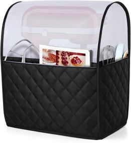 img 4 attached to 🎛️ Luxja Dust Cover for 6-8 Quart Stand Mixer with Pockets and Opaque Top, includes Extra Accessories - Black Quilted Fabric (Patented Design)