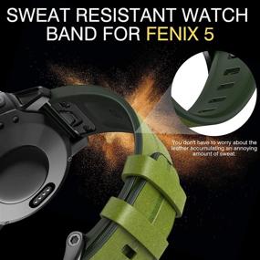 img 2 attached to 🕹️ ANCOOL Fenix 5 Band: 22mm Easy-fit Silicone & Leather Replacement - Green