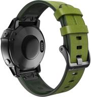 🕹️ ancool fenix 5 band: 22mm easy-fit silicone & leather replacement - green logo