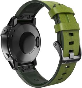 img 4 attached to 🕹️ ANCOOL Fenix 5 Band: 22mm Easy-fit Silicone & Leather Replacement - Green