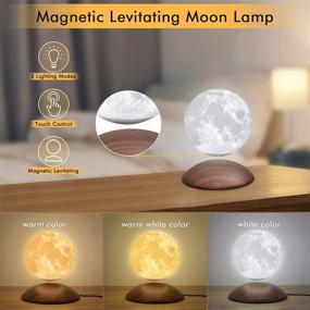 img 2 attached to 🌕 Magnetic Levitation Moon Lamp - BANGFORU Floating 3D Printed Moon Light with Arc Base, 3 Color Options, Perfect Christmas Gifts for Kids, Friends, Home Decor, 5.9 inch