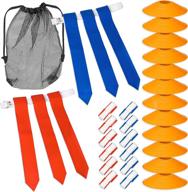 🏈 premium 14 player flag football set - includes 14 belts, 42 flags, 12 cones & 1 mesh carrying bag логотип