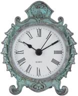 🕰️ nikky home baroque style pewter quartz small round table clock, 3.12 x 1.35 x 3.87 inches, in dark green logo