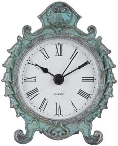 img 4 attached to 🕰️ NIKKY HOME Baroque Style Pewter Quartz Small Round Table Clock, 3.12 x 1.35 x 3.87 Inches, in Dark Green