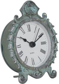 img 1 attached to 🕰️ NIKKY HOME Baroque Style Pewter Quartz Small Round Table Clock, 3.12 x 1.35 x 3.87 Inches, in Dark Green