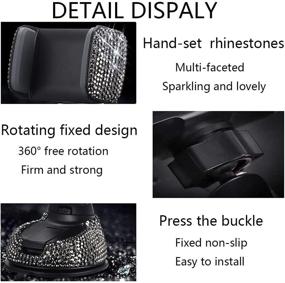 img 3 attached to 📱 Bling Car Phone Holder by LYCARESUN - 360° Adjustable & Stable Crystal Universal Mount for Car, Windshield Dashboard Air Vent Stand, Mini Car Accessories for Women and Girls (Black)