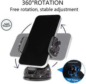 img 2 attached to 📱 Bling Car Phone Holder by LYCARESUN - 360° Adjustable & Stable Crystal Universal Mount for Car, Windshield Dashboard Air Vent Stand, Mini Car Accessories for Women and Girls (Black)