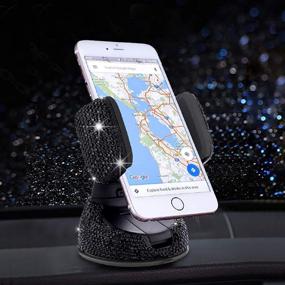 img 1 attached to 📱 Bling Car Phone Holder by LYCARESUN - 360° Adjustable & Stable Crystal Universal Mount for Car, Windshield Dashboard Air Vent Stand, Mini Car Accessories for Women and Girls (Black)