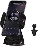 📱 bling car phone holder by lycaresun - 360° adjustable & stable crystal universal mount for car, windshield dashboard air vent stand, mini car accessories for women and girls (black) logo