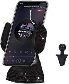 img 4 attached to 📱 Bling Car Phone Holder by LYCARESUN - 360° Adjustable & Stable Crystal Universal Mount for Car, Windshield Dashboard Air Vent Stand, Mini Car Accessories for Women and Girls (Black)