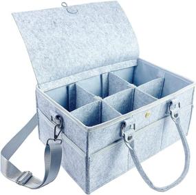 img 4 attached to LEITOR Diaper Organizer: A Versatile and Portable Gray Felt Cloth Diaper Caddy