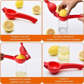 img 2 attached to 🍋 Premium Quality Metal Lemon Squeezer - Manual Press Citrus Juicer in Red for Freshest Juice Extraction