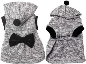 img 3 attached to Grey Topkins Dog Sweater Dress with Hooded Knit Pullover and Bowknot - Warm Pet Apparel for Cold Weather