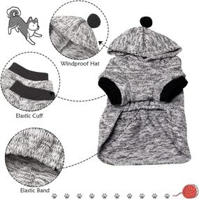 img 1 attached to Grey Topkins Dog Sweater Dress with Hooded Knit Pullover and Bowknot - Warm Pet Apparel for Cold Weather