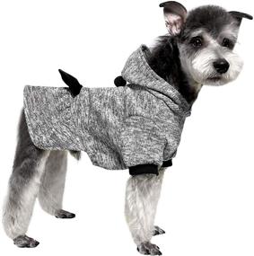 img 4 attached to Grey Topkins Dog Sweater Dress with Hooded Knit Pullover and Bowknot - Warm Pet Apparel for Cold Weather