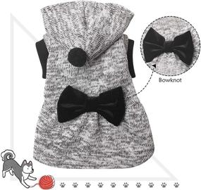 img 2 attached to Grey Topkins Dog Sweater Dress with Hooded Knit Pullover and Bowknot - Warm Pet Apparel for Cold Weather