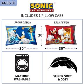 img 2 attached to 🦔 Sonic The Hedgehog Reversible Pillowcase - Franco Kids Bedding, Super Soft Microfiber, 20 in x 30 in