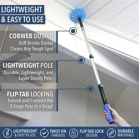 img 2 attached to 🕸️ Premium Cobweb Duster with Extendable Pole Combo (8-10 Ft Reach, Medium-Stiff Bristles) - Lightweight Aluminum Pole, Hand-Packaged Brush Attachment for Indoor/Outdoor Use