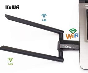 img 1 attached to KuWFi AC 1200Mbps USB WiFi адаптер с двумя диапазонами для ПК, настольного ТВ-бокса - высокий прирост, в комплекте 2x5dBi антенна