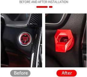 img 1 attached to 🔴 YA Red 3D Car Engine Push Button Protection Cover for Honda Civic & Dodge Challenger Charger