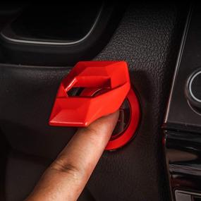 img 3 attached to 🔴 YA Red 3D Car Engine Push Button Protection Cover for Honda Civic & Dodge Challenger Charger