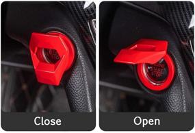 img 2 attached to 🔴 YA Red 3D Car Engine Push Button Protection Cover for Honda Civic & Dodge Challenger Charger
