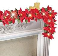 🎄 jh smith co cordless lighted poinsettia garland,red: festive holiday décor at your fingertips! logo