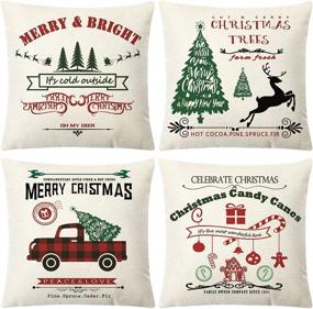 img 4 attached to Sggvecsy Christmas Pillowcase Decorations Farmhouse