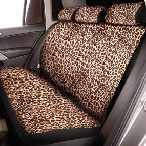 img 2 attached to 🐆 Full Set of 13 Leopard Print Car Seat Covers for Optimal Style and Protection: Includes Steering Wheel Cover, Car Coasters, Armrest Pad Cover, Seat Belt Pads, and Keychain Wrist Holder - Ideal Leopard Car Accessories Set