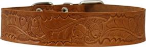 img 1 attached to Premium Tooled Leather Dog Collar: Elegant Tan Floral Pattern in 3 Sizes