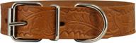 premium tooled leather dog collar: elegant tan floral pattern in 3 sizes logo