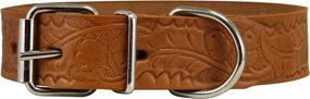 img 4 attached to Premium Tooled Leather Dog Collar: Elegant Tan Floral Pattern in 3 Sizes