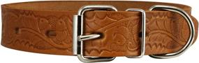 img 3 attached to Premium Tooled Leather Dog Collar: Elegant Tan Floral Pattern in 3 Sizes